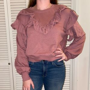 Pink ruffle sweatshirt